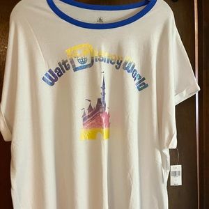 Disney Cinderella Castle Ringer Shirt White XXL 2X New with Tag